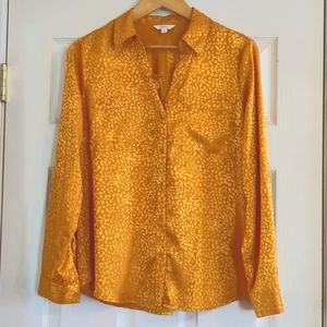 Candies | marigold cheetah print, collared, button-up shirt - size M